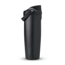 FreeSip Sway 32oz, matte black tumbler with black flip cap and dark carry loop; monochrome finish
