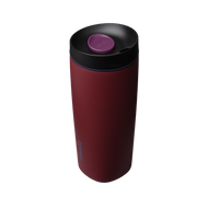 SmoothSip Slider 20oz, deep burgundy red body with black lid and purple slider button