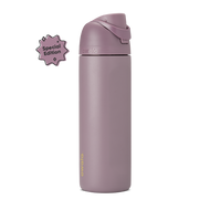 FreeSip 24oz in Spring Revival, dusty mauve-purple insulated bottle with matching flip cap and carry loop, gold Owala logo