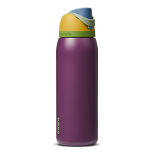 FreeSip 40oz in JazzFest, deep purple violet body with mustard yellow flip cap, blue and green accent details
