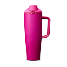 FreeSip Tumbler 40oz Read My Lips, vivid hot pink/magenta body with matching bright pink lid and handle
