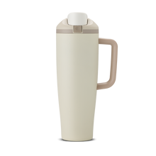 FreeSip Tumbler 40oz Lightly Toasted, warm cream/off-white body with white flip cap and matching cream handle
