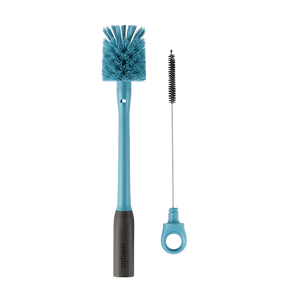 Owala blue 2-in-1 bottle brush with the straw brush unscrewed and displayed beside the bottle brush.