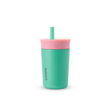 Owala turquoise and pink 12oz stainless steel kids&#39; tumbler
