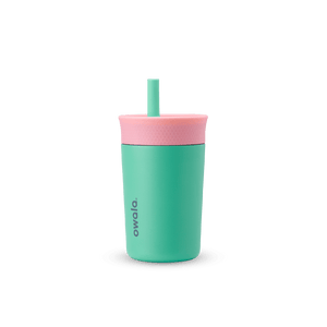 Owala turquoise and pink 12oz stainless steel kids' tumbler